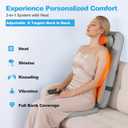 Shiatsu Neck and Back Massager with Heat - 3D Kneading & Vibration Full-Back Massage Cushion to Ease Muscle Stiffness, Adjustable Intensity & Height for Office Chair, Home Use (Grey)