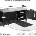 Shoe Storage Cabinet with Bench, Shoe Organizer with 2 Doors Shoe Rack Benches with Cushion for Front Door Entrance Entryway Living Room (Black)