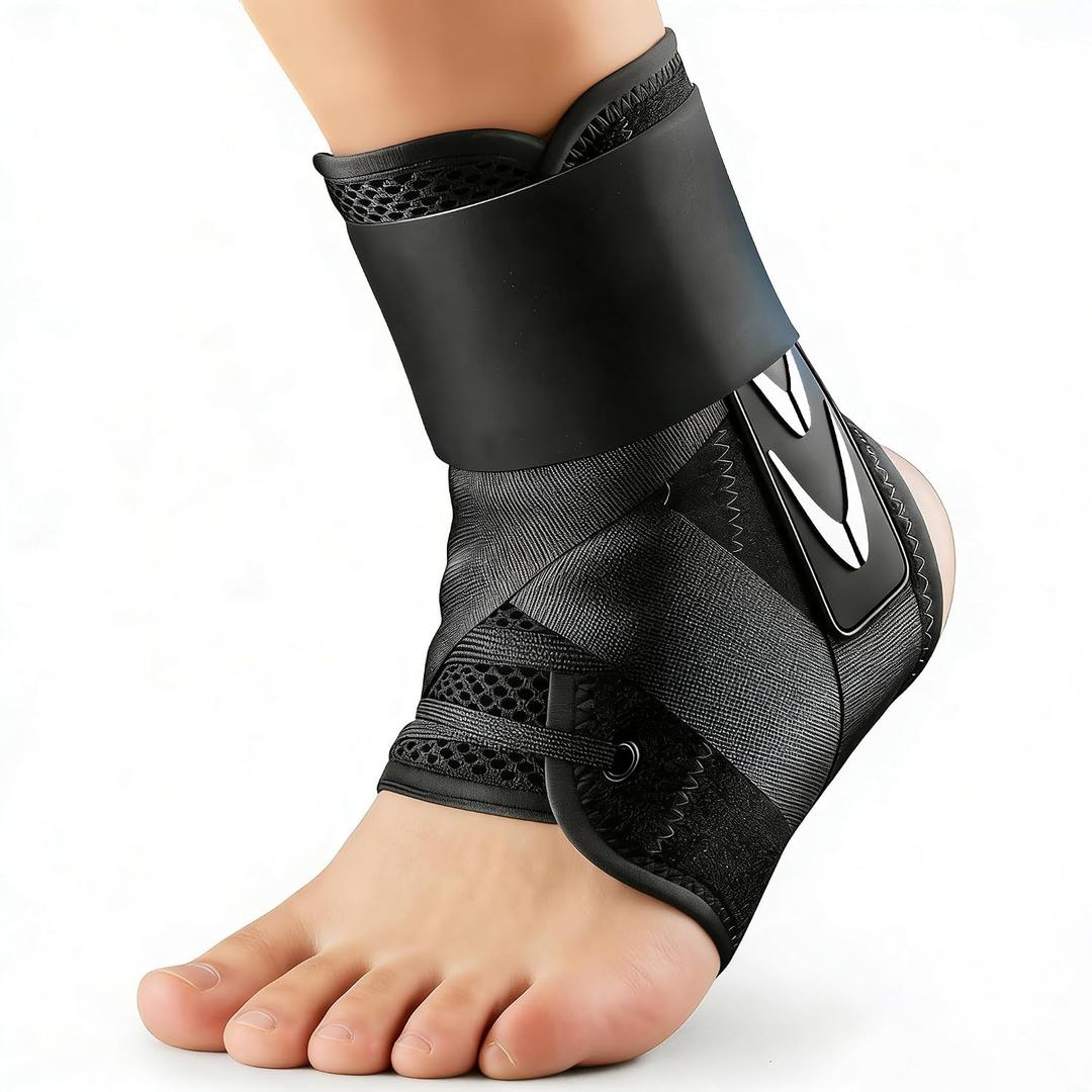 Lace Up Ankle Brace for Women Men, Ankle Support Brace for Sprained Ankle, Ankle Stabilizer Brace with 2 Auto-Shaped Pads, Air Fabric Cool Medical Ankle Brace for Peroneal Tendonitis & Injury Recover, Basketball, Sports, XL(14"-15"), X-Large