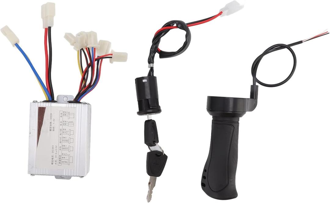 Brush Motor Speed Controller with Throttle Grip,KIMISS 36V 500W Brush Motor Control Box Throttle Grip Kit Electric Door Lock for Electric Scooter Tricycle Bike