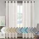 H.VERSAILTEX Curtains 96 inches Long Linen Curtains/Natural Linen Blended Sheer Curtain/Panels/Drapes for Living Room, Home Decorative Privacy Window Treatment Nickel Grommets, Natural 1 Piece