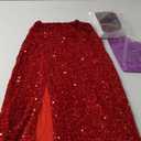 3 Pcs Halloween Rabbit Women's Costume Include Red Wig Purple Long Gloves for Women Dress Costume Cosplay Party
 L