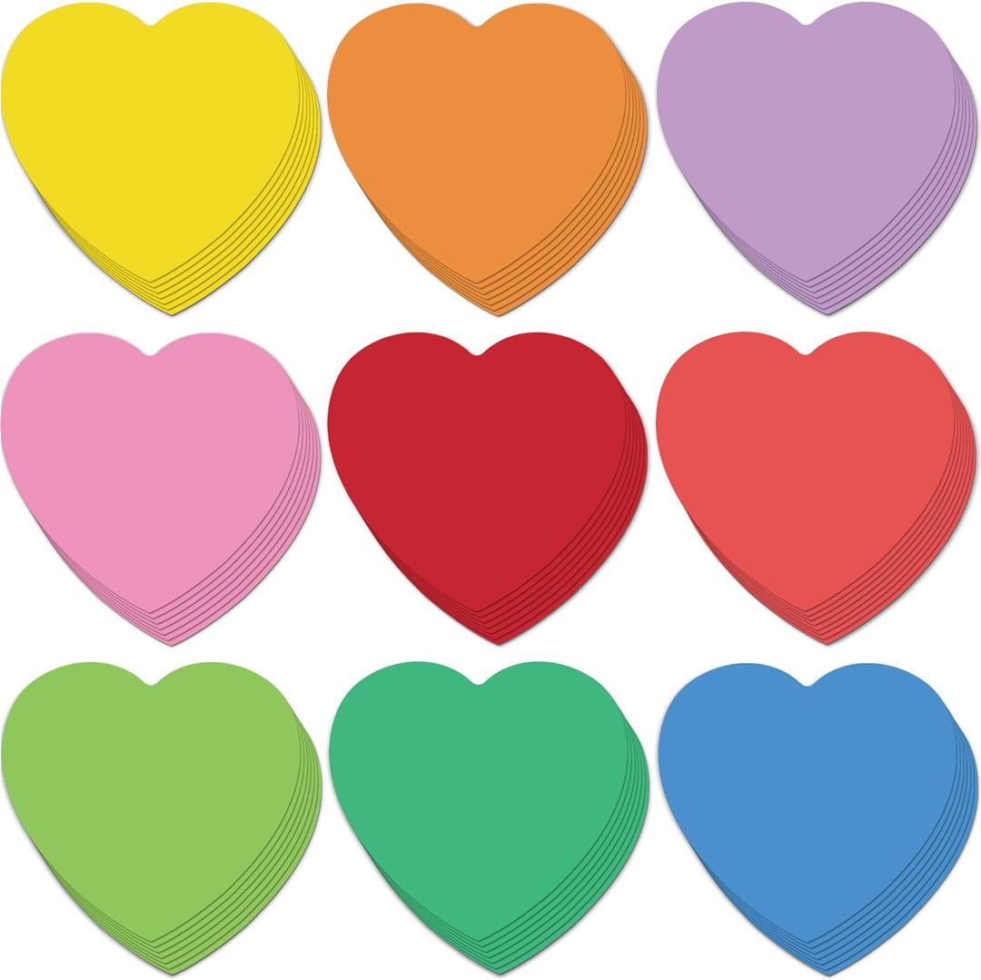 Geyee 108 Pcs Large Heart Paper Cutouts 6 Inch Bulletin Board Cutouts Colorful Double Sided Heart Shaped Die Cut Paper Decorations for Party Decor Wedding & Holiday Decoration Supplies (9 Colors)