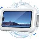 Lamicall Shower Phone Holder Waterproof - 480 Rotatable Retractable Adjustable Shower iPhone Case Holder, Bathroom Wall Phone Mount Stand Water Proof Anti Fog Case, Accessories for 4-7" Cellphones (Snow White)
