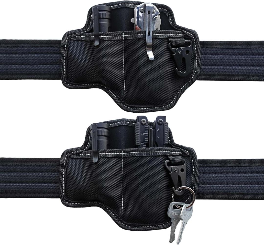 2-Pack Multitool Sheaths for Belt,Nylon Belt Organizer for 4-5 Leatherman Gerber Tools, Knife Pouch with Belt Loop for Men,Multitool Pouch with Flashlight Holder, Keychain Clip