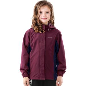 Girls Boys Rain Jackets, Lightweight Waterproof Kids Rain Coats with Hood Windbreakers for Kids (Size 5-6, Berry)