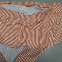 Saodimallsu Women High Waisted 2 Piece Bikini Set Bandeau Ruffle Swimsuit Top Striped Bathing Suits, Medium, Orange