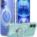 TORRAS Magnetic for iPhone 16 Case with Stand, Builtin Stand Compatible with MagSafe, 3X MilitaryGrade Protection, Translucent Slim Phone Case for iPhone 16 6.1'', Crystal Clear