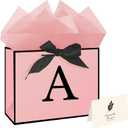 3 x Eaureum Personalized Initial A Gift Bags for Girls Women, 13" Pink Initial A Gift Bags for Birthday Wedding Holidays Party Decorations for Her Girls Women Daughter Granddaughter Friends Wife