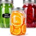 Glass Mason Jars, 3 Pack 16oz Clear Glass Regular Mouth Canning Jars with Lids for Sealing, Ideal for Food Storage, Snacks, Candies, Jam, Honey, Wedding Favors, Shower Favors, DIY Projects