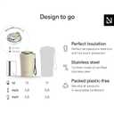 LARS NYSM Thermo Coffee Mug to go with Strap 13oz | Travel Mug 0.38 Liter with Insulation | Leak Proof Stainless Steel Thermal Tumbler for Coffee and Tea to Go (Creamy Peach, 12.9 oz)