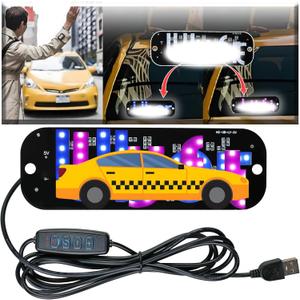 LED Light Sign for Car Window with Dual Logo Display, Pink & Blue Lights, Brightness Adjustable, Compact Suction Cup Sign for Drivers  USB Powered Taxi LED Panel Sign for Windshield