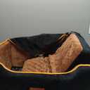 XIEEAOZEE Dog Car Seat for Large/Medium Dog, Booster Seat for Dogs Under 55Lbs or 2 Small, Detachable and Washable Travel Pet Seat with Thick Cushion and Storage Pockets (Black/Brown)