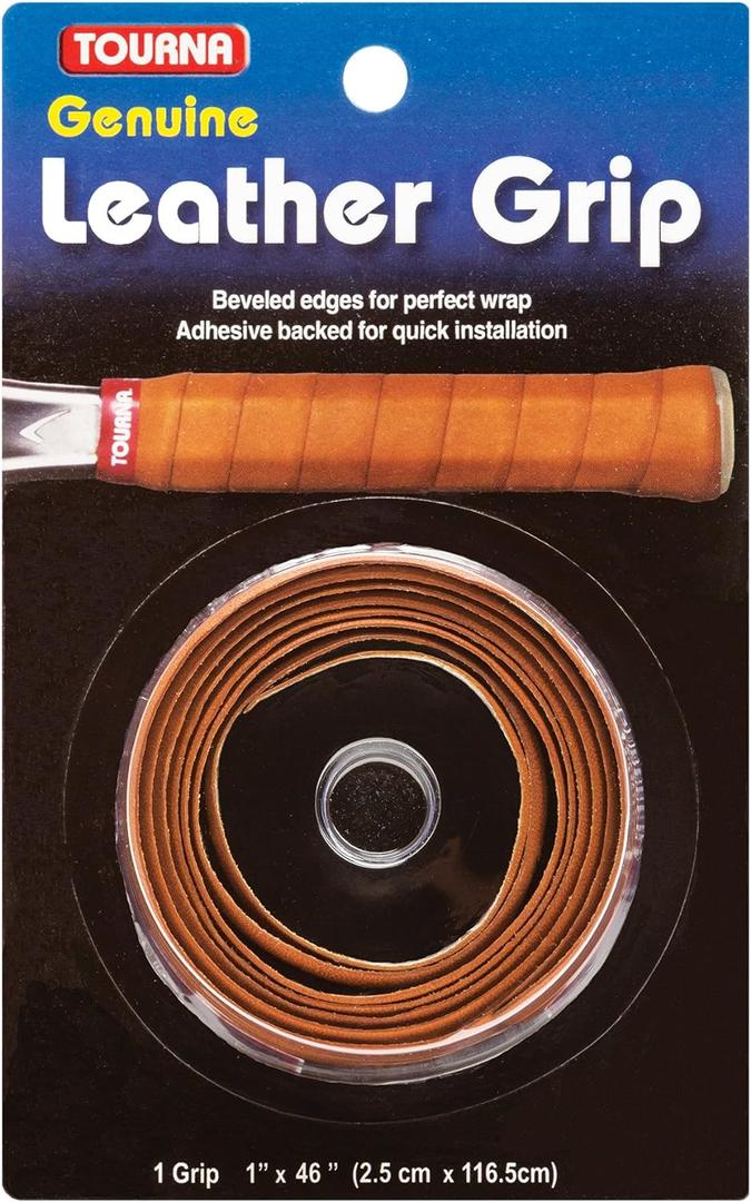 Tourna Leather Grip (1 inch wide x 46 inches long, Tan)