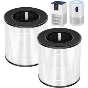 B-D02L Air Purifier Replacement Filter, Compatible with MOOKA and KOIOS B-D02L Air Purifiers, VEWIOR B-D02U Air Purifier, 3-in-1 HEPA Air Filter for B-D02L and B-D02U Air Purifiers, 2 Pack