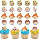 CoComelon Playtime Rings | 24 Cupcake Toppers Featuring JJ, YoYo & TomTom | DecoPac CoComelon Cake Decorations, Food Safe & Ready To Use - 24 Pack