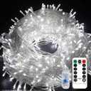 Fairy Lights, 10M 100LED Remote Control+USB LED Christmas LightsOutdoor Waterproof Clear Wire,Indoor Outdoor Rope Fairy String Lights Fairy String Christmas Tree Decorati (White)