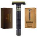 VIKINGS BLADE Adjustable Double Edge Safety Razor + Luxury Case. Smooth, Reusable, Eco-Friendly (The Emperor Augustus) (FAT, Brown Black (Emperor Augustus))