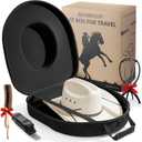 Hat Box for Cowboy Travel Extra Large, Waterproof Hard Hat Travel Case Storage Can for Fedora Panama Tweed Cap Hat Holder Organizer Carrier with Adjustable Carry Strap, Mens Western Gift, Large Black, 18.8 x 16.8 x 7.5 inches
