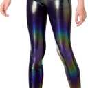 Gnainach Girls Metallic Leggings Stretch Comfort Shiny Mystique Dance Pants for Toddler Kids Teen Yoga Party Workout (Purple)