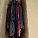 Drive Medical Bariatric Transport Chair FoldingOutdoorFull Length Arms with 12 Inches Rear Flat Free Wheels, Red, 22 Inches
