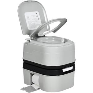 YITAHOME Portable Toilet 6.34 Gallon Camping Porta Potty with Paper and Detergent Collection Leak-Proof Outdoor RV Porta Potty, Handle Pump, Rotating Spout, for Boating, Hiking, Trips, Grey