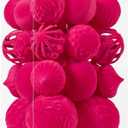 30pcs Velvet Christmas Ball Ornaments, Flocked Shatterproof Christmas Ornaments Hanging Xmas Tree Decorations Set for Home Party Holiday Decor (Multi-Size, Fuchsia Pink)
