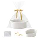 Small Woven Rope Basket-Empty Gifts Basket with Bag and Ribbons,Cute Handle Organizer Box for Birthday/Baby Shower, Toy Storage, Nursery Organizing & Shelf Decor(White), 12" L x 8" W x 5" H