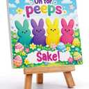 4 x Easter Bunny Decorations Decor - Ceramic Happy Easter Basket Stuffers Essentials Decoration, Rabbit Peeps Desk Sign Centerpieces for Home Table Tiered Tray Spring Farmhouse Oh for Peeps Sake