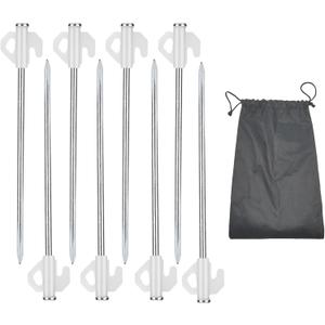 Heavy Duty Steel Tent Stakes - Glow in The Dark Tent Stakes, Durable Metal Ground Stakes with Storage Bag for Tents, Tarps, Canopy Accessories