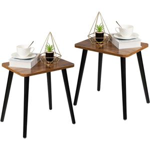 FORAOFUR End Table Set of 2, Modern Wooden Side Table for Living Room, Bedroom, Boho for Small Spaces, Easy Assembly (Rustic Brown)
