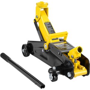 VEVOR Low Profile Floor Jack 2 Ton (4400 lbs), Heavy Duty Iron Hydraulic Racing Floor Jack, Hydraulic Car Jack, Single Piston Quick Lift Pump, 4.9"-13.2" Height Lifting Range (Yellow)
