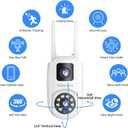 2MP PTZ Security Camera Outdoor,360 Home Surveillance Camera with Dual-LensPhone AppMotion Detection, 2-Way Audio, Color Night Vision, Cloud & SD Card StorageWiFi-2.4G