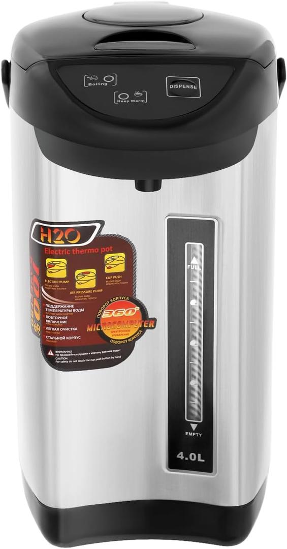 Water Boiler & Warmer, 750W 4L Electric Stainless Steel Water Boiler with 3 Dispensing Modes and Filter Mesh, Water Kettle Daily Use