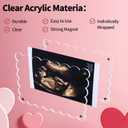 Magnetic Clear Acrylic Scalloped Baby Ultrasound Picture Frame - Sonogram Frame for Refrigerator, Display for Pregnancy Announcement, Gender Reveal & Expecting Parents Gifts(No Stand)