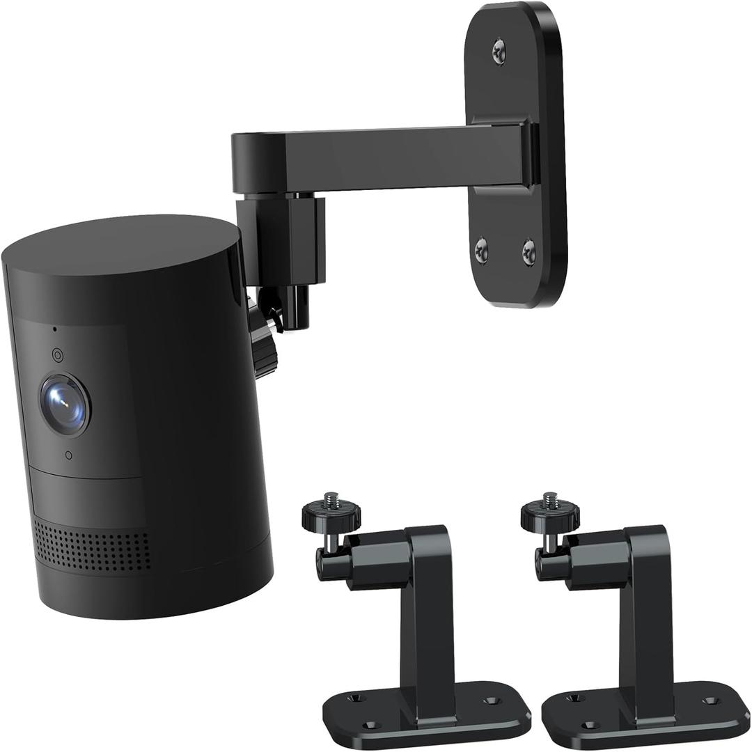 2Pack Camera Wall Mount,Compatible with Outdoor Cam Plus/Stick Up Cam Battery/Plug-in/Pro/Indoor Cam(1st Gen),360 Degree Adjustable No Drilling Mount for R/ing Outdoor Indoor Cameras,Black