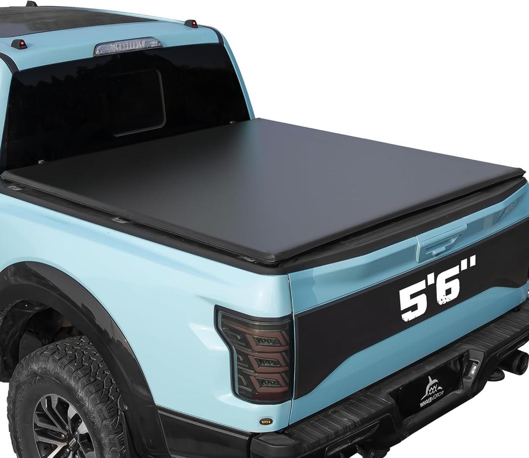 Truck Bed Tonneau Cover Compatible with Ford F150 F-150 2015-2025 5.5 ft Short Box, Soft Roll Up Style