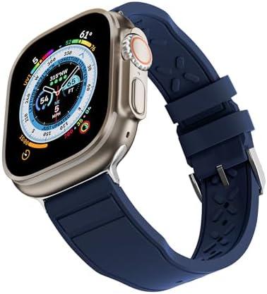 PCAVO Sport Band compatible with apple watch band Ultra 2 series 9 se 38mm 40mm 41mm 42mm 44mm 45mm 49mm Women Men Soft Natural Rubber strap for iWatch Series SE 9 8 7 6 5 4 3 2 1 Ultra 1 2,Set of 2