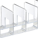 C Acrylic File Sorter, Clear File Holder Acrylic Desk Organizer, Sturdy Desktop Files Organizer Files Folder Holder Rack for Envelopes Mail Letter Paper Notebook Electronics (4 Sections, 2 Pack)