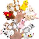 12Pcs Finger Puppet Set, Realistic Plush Animal Finger Puppets Role-Playing Story Finger Puppet Farm Animal Theme Soft Plush Toy for Kids