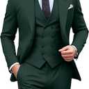 Mens Suit Slim Fit 3 Piece Double Breasted Suit Men Formal Tuxedo Set Casual Wedding Prom Groom Suits (Medium, Dark Green)