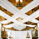 6 Panels White Ceiling Drapes for Wedding 5ftx30ft Ceiling Drapes Wedding Arch Draping Fabric Cheesecloth Sheer Curtain Romantic Ceiling Decorations for Wedding Party Banquet Ceremony Stage