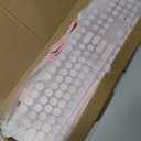 Typewriter Style Mechanical Gaming Keyboard LED Backlit Wired with Blue Switch Retro Round Keycap 104 Keys Keyboard (Pink 104Keys LED)