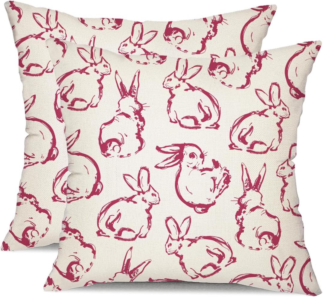 DFXSZ Easter Pillow Covers 18x18 Set of 2 Easter Rabbit Decor for Throw Pillows Covers Spring Farmhouse Pillow Covers Decor Couch Living Room TH135B18