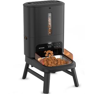 Automatic Dog Feeder for Large Breed - 15L/ 63 Cups Anti-Clog Dog Food Dispenser for 2-23mm Kibble, Elevated Stand, Large Food Tray, Dual Power, Up to 50 Portions 6 Meals Per Day, Keeps Fresh