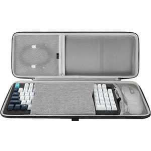 Geekria 96% Keyboard and Mouse Combo Hard Shell Case, Compatible with Keychron V5 Max/Q5 Pro, Aula F99, RK Royal KLUDGE S98, RedThunder K95, 100 Keys Keyboard Travel Carrying Bag (Dark Gray), 15.7 x 6.5 x 1.7 inches