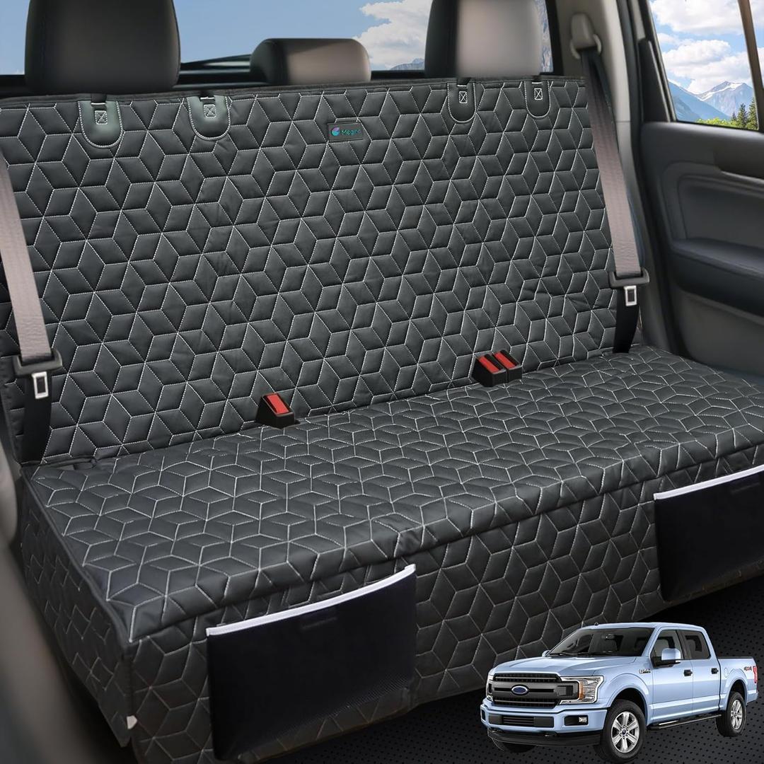 Meginc Dog Car Seat Covers for Back Seat, Waterproof Pet Bench Seat Covers for Trucks Ford f150/Ram1500/Nissan Frontier/Toyota Tacoma/GMC Canyon/Silverado Scratch Nonslip Truck Seat Cover for Dogs