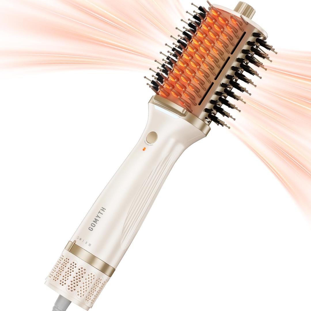 Upgraded 5-in-1 Blow Dryer Brush with Heated Comb - Volumizer Hair Dryer Brush for Wet & Dry Hair, Ideal for Thick Curly Hair, Salon Blowout, Frizz-Free Shiny Hair, Reduced Heat Damage - 70mm