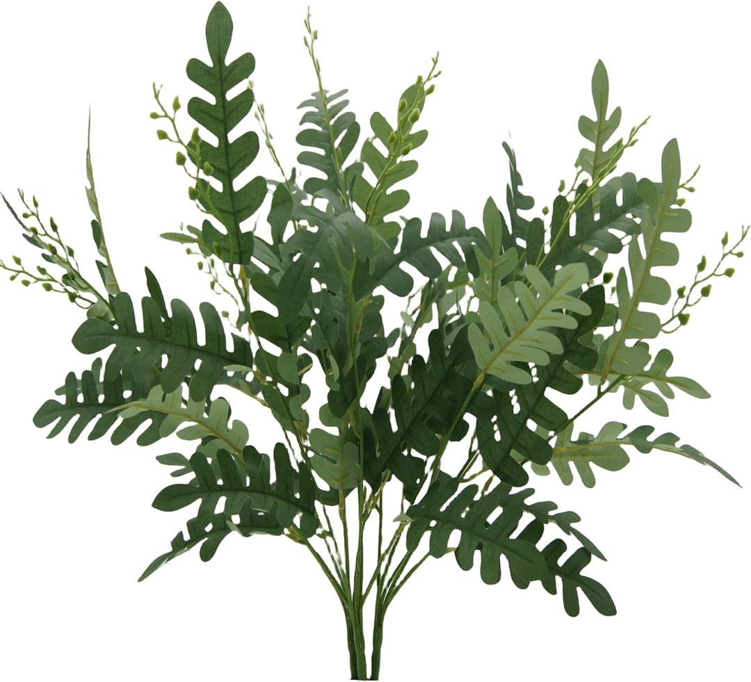 FERIAL 3PCS Artificial Greenery Stems Faux Shrub Bushes Silk Locust Green Leaf Bouquet for Wedding Kitchen Garden Patio Vase Table Centerpieces Indoor Outdoor Decor