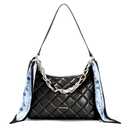 ICOLRAE Quilted Shoulder Bag for Women Faux Leather Cute Hobo Handbags with Zipper Mini Clutch Purse Trendy Y2K (Black)